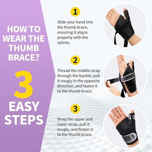 CAMBIVO Thumb Splint & Wrist Brace, Adjustable CMC Joint Pain Relief, Pink | Triple Adjustable Straps, Breathable Mesh, Open-Palm Design, Reversible Left/Right Fit, for Typing, Sleep, Daily Tasks