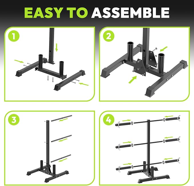 HANDBODE Weight Plate Rack with Barbell Storage, 1100 lbs Capacity | 6-Peg Vertical Holder for 1- or 2-Inch Plates, Heavy-Duty Organizer for Home Gym