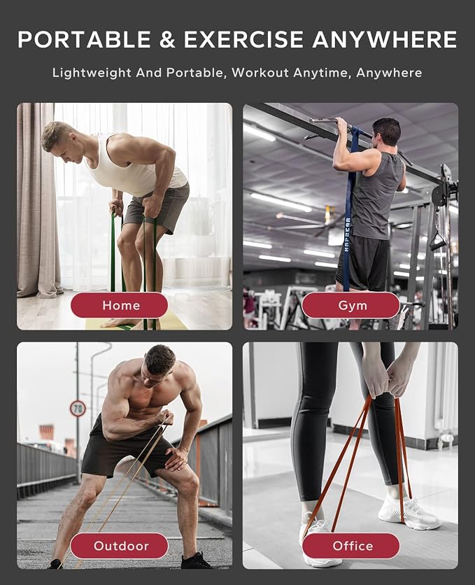 HAPBEAR Pull Up Assistance Bands - Pull Up Bands - Resistance Bands - Exercise Bands Resistance Bands Set - Workout Bands for Working Out, Stretching, Muscle Training