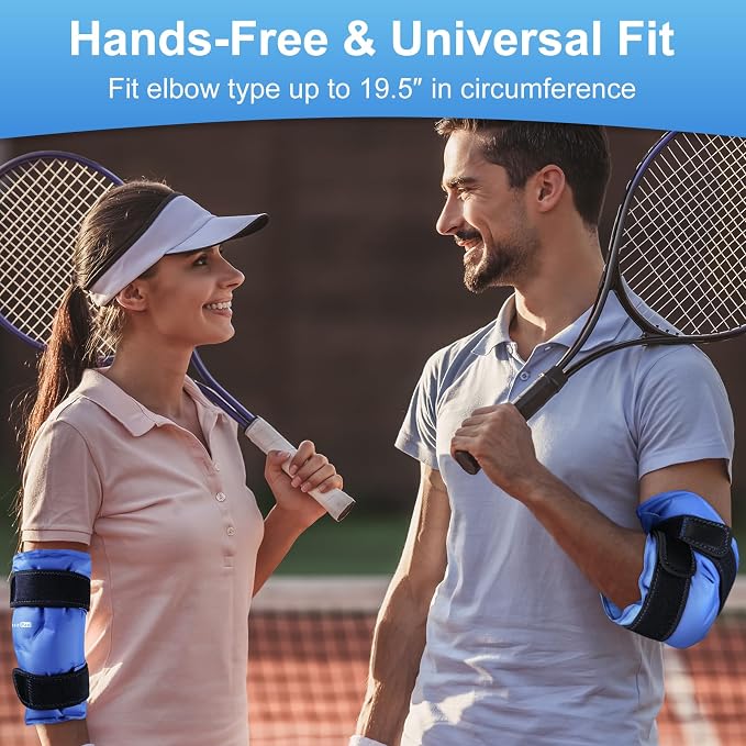 SuzziPad Elbow Ice Pack Wrap – Wearable Cold Compression Sleeve for Elbow & Forearm, Reusable Ice Pack for Tennis & Golf Recovery, Blue | Wearable & Reusable Cold Compression Sleeve for Arm, Tennis & Golfers Elbow, Tendonitis & Post-Surgery Recovery