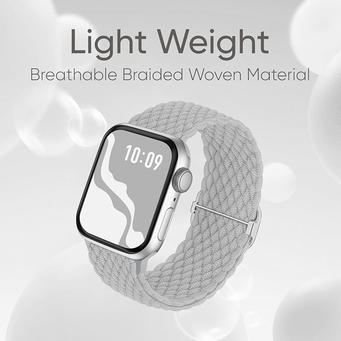 4 Pack Braided Stretchy Bands Compatible with Apple Watch 40mm 41mm 38mm 42mm 44mm 45mm 46mm 49mm Women Men, Breathable Nylon Elastic Daily Use Straps for iWatch Series 11/10 9 8 7 6 5 4 3 SE/Ultra 2