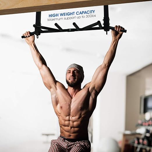 Yes4All Heavy Duty Wall Mounted Pull Up Bar – Multi-Grip Ceiling/Joist Mount Chin-Up Bar for Home Gym Strength Training, 300 lb Capacity, 5 Grip, Steel, Joist Mount, Black