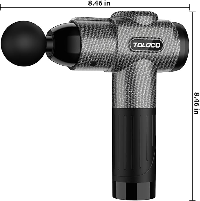 TOLOCO Massage Gun, Deep Tissue Back Massage for Athletes for Pain Relief, Percussion Massager with 10 Massages Heads & Silent Brushless Motor, Fathers Day Dad Gifts, Carbon