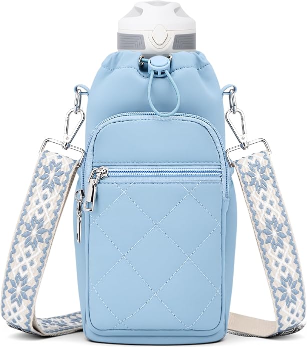 Water Bottle Carrier Bag with Strap, Insulated Corssbody Purse