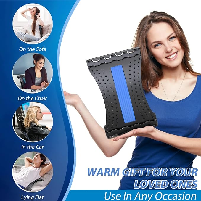 Back Stretcher for Lower Back Pain Relief, Multiple Level Adjustable Arch Lumbar Back Cracker Board, Back Cracking Device, Back Massager for Scoliosis, Spine Decompression Support