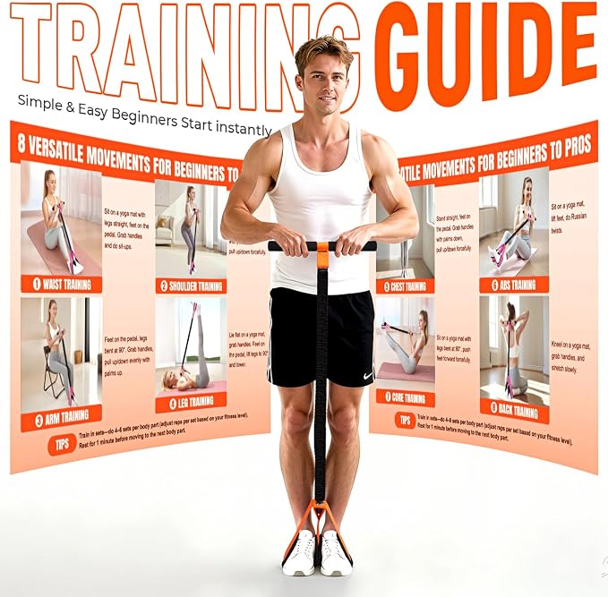 Pedal Resistance Band with Handle, Upgraded Durable Thickened Latex Tubes and Soft Foam Fabric Foot Pedal, Sit Up Exercise Equipment for Abdomen, Waist, Arm, Core/ABS, Leg, Physical Therapy