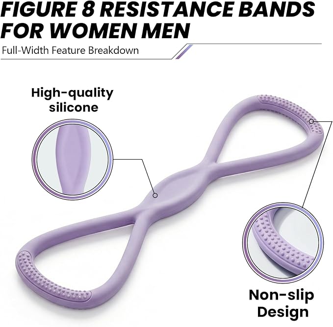 Figure 8 Resistance Band, Figure 8 Resistance Bands for Women Men,Resistance Band Figure for Working Out, Non-Slip Handles, Home Gym, Yoga & Physical Therapy