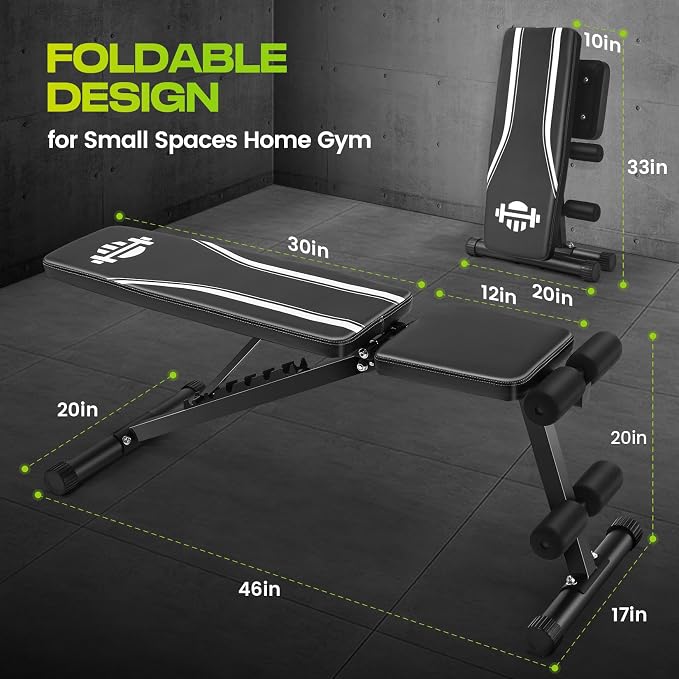 OPPSDECOR Weight Bench for Home Gym, ASTM-Certified 660LBS Fast Foldable Workout Bench for Home Gym, 8 Adjustable and 30in Extended Backrest for Bench Press Incline/Flat/Decline Dumbbell Exercise