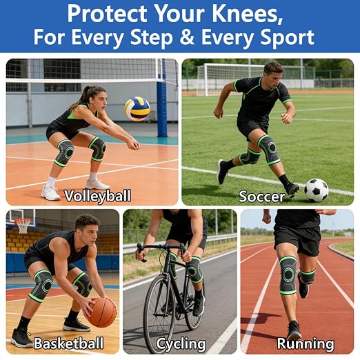 Knee Compression Sleeve For Women Men, Knee Braces for Knee Pain, Running Knee Brace, Knee Support For Knee Joint Pain (Gray with Black, Large)