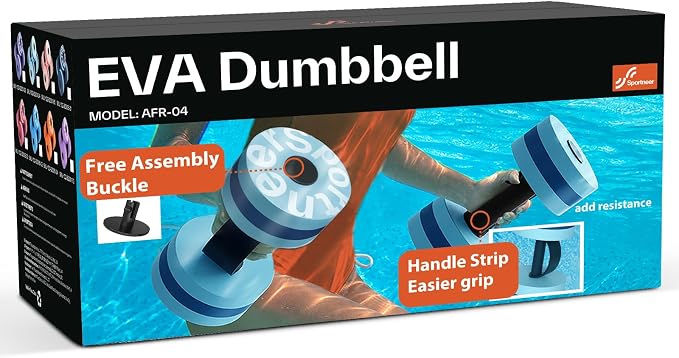 Sportneer Water Weights Aquatic Exercise Dumbbells Water Dumbbell Aerobics Workouts Set of 2 EVA Foam Pool Weights Dumbbells Set Aqua Fitness Barbells Equipment for Water Aerobics Weight Loss