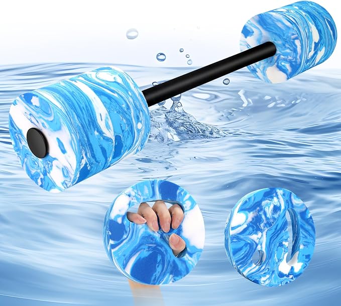 29.3’’Aquatic Exercise Equipment Swim Barbell High Density EVA Foam Pool Swim Dumbbell with Water Exercise Discs Aquatic Fitness Equipment for Adults