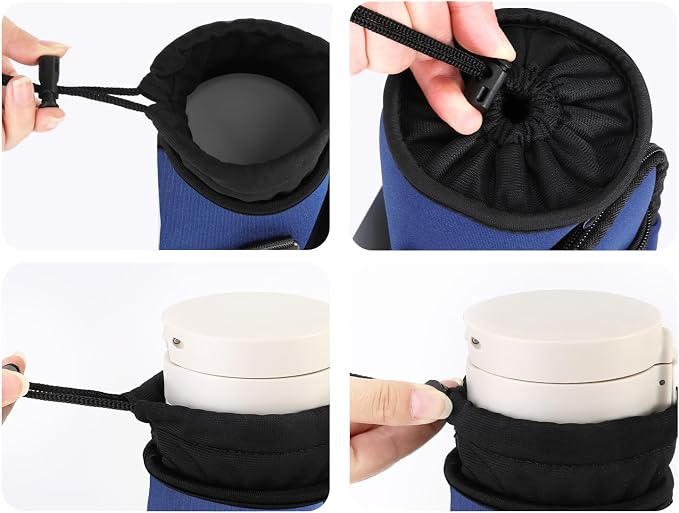 Nuovoware Water Bottle Carrier Bag, 40oz Neoprene Bottle Pouch Holder with Adjustable Shoulder and Hand Strap, 2 Pocket Sling Sleeve for Hiking Travelling Camping Jogging Cycling, Indigo Dark