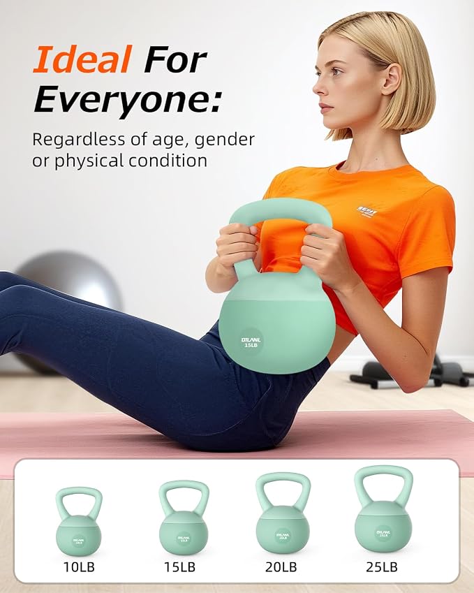 Soft Kettlebell, Safe Strength Training Kettle bell, Cushioned Impact | Resistant Base and Anti-Slip Grip Weight, Kettlebells Set for Home Workouts and Men/Women/Beginners,With Non-slip Gloves