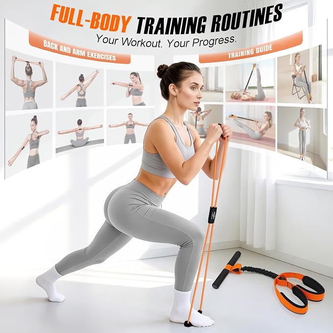 Upgraded Durable Pedal Resistance Band with Handle and Figure 8 Resistance Band Set, Stretch Bands for Exercise, Full Body Workout Equipment for Core Abs Waist Arms Back Stretching Training