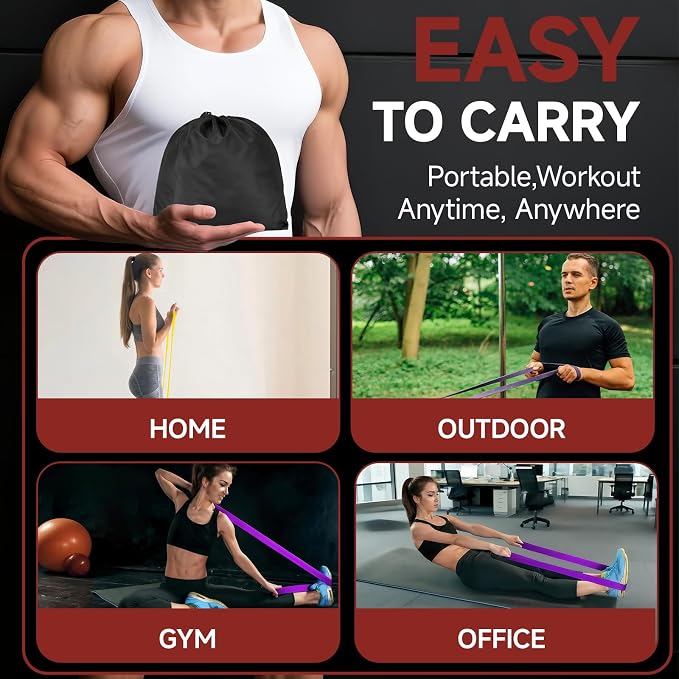 Pull Up Assistance Bands, Heavy Duty Exercise Bands for Working Out | Resistance Bands Set 5-175LBS for Pull Ups,Training & Physical Therapy. Workout Bands for Full Body Stretch & Muscle Recovery