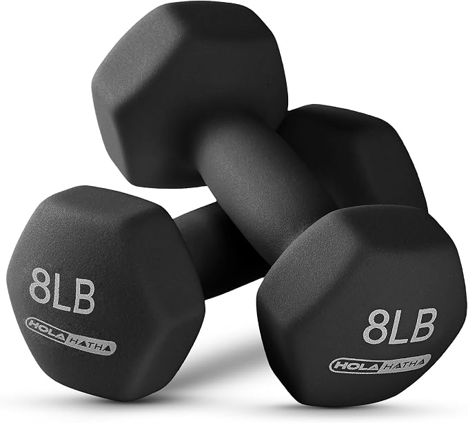 HolaHatha 1, 2 and 3 lb Neoprene Dumbbell Strength Training Weight Set with Rack