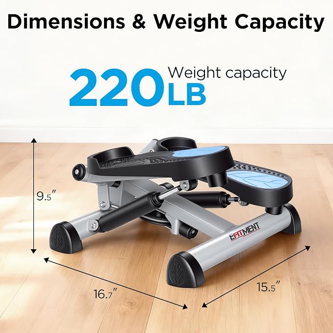 Efitment Mini Stepper for Exercise at Home, Twist Stair Stepper with Resistance Bands, LCD Monitor, Compact Cardio Step Machine for Full Body Workout