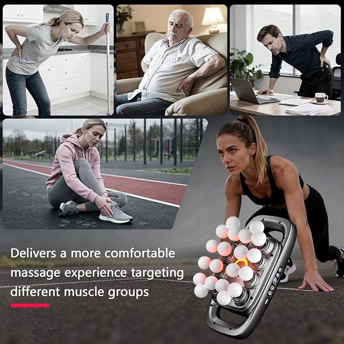 KOOTLEE 20-Head Deep Tissue Massage Gun, Quiet Percussion Back & Neck Massager with 3 Modes & 30 Intensity Levels, Handheld Muscle Massager for Shoulders, Legs, Waist & Full Body Pain Relief