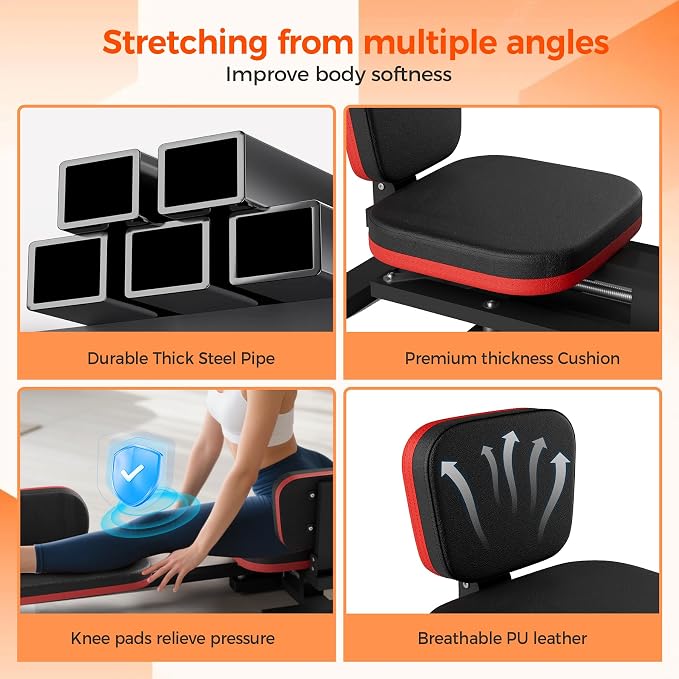 330LBS Heavy Duty Leg Stretcher, Steel Frame Split Trainer for Home Gym Use | Adjustable Soft Padding, Flexibility Stretching Equipment, Stable Structure,Ideal for Dance, Yoga, Martial Arts, Home Gym