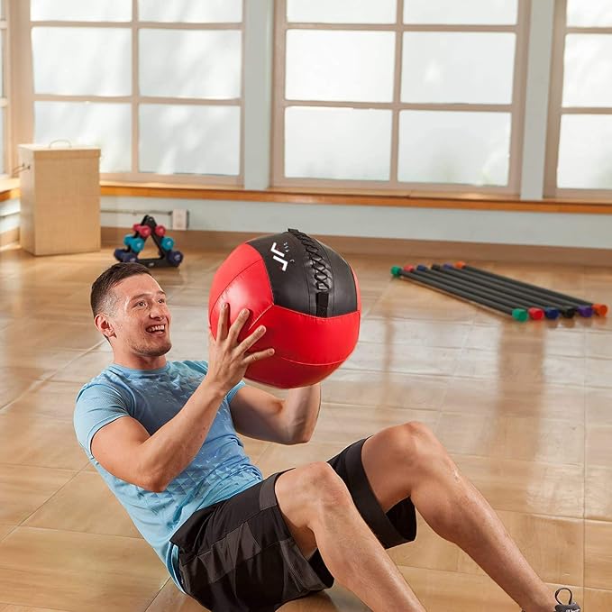 JFit Wall Ball – Premium Soft Weighted Exercise Ball for Strength, Conditioning, Gym & Home Workouts, 4-30 LB
