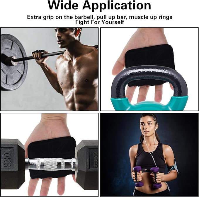 Gym Gloves for Men Weight Lifting, Four-Finger Leather Pull Up Gloves, Anti-Slip Men's Weightlifting Glove Workout Palm Guard Glove, Weight Lifting Glovess for Men Women Fitness Training (Black)