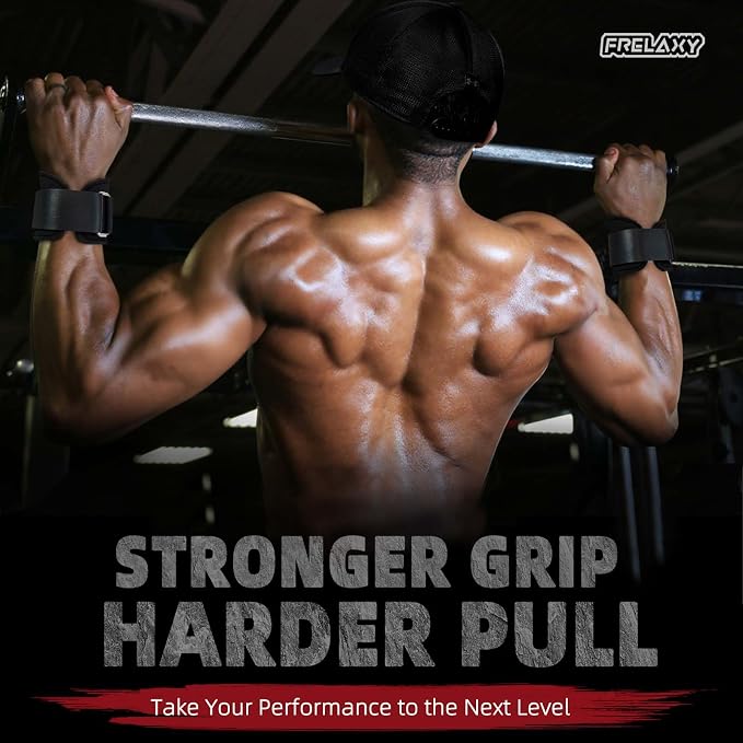 Frelaxy Lifting Wrist Straps, Rubber Weight Lifting Grips for Deadlifts | Non-slip rubber palm, Full palm protection, Neoprene wrist padding, Enhanced grip support, Pull ups rows lat pulldowns