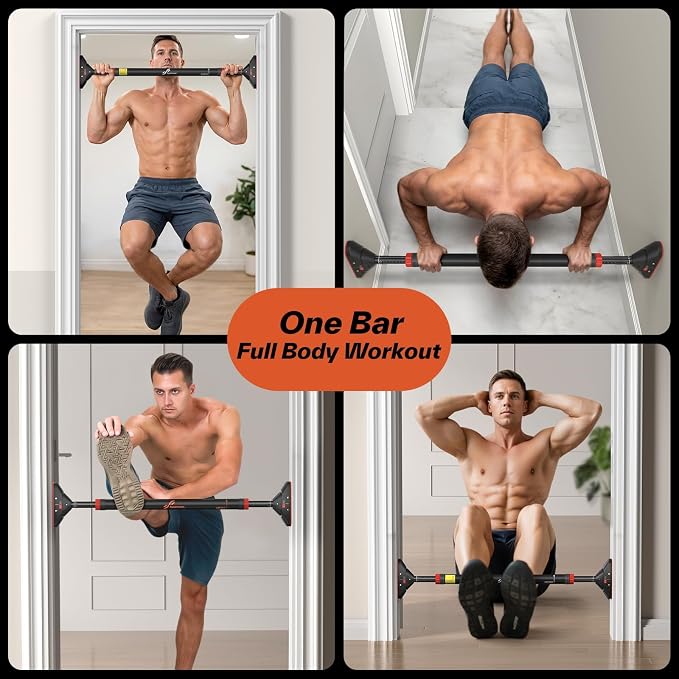 Sportneer Pull Up Bar for Doorway, No-Drill, Adjustable 29.5-37 in, 440 lb | Doorway Fit, No-Drill, Secure Lock, Adjustable, 440 lb, Home Gym Upper Body Workout,Strength Training