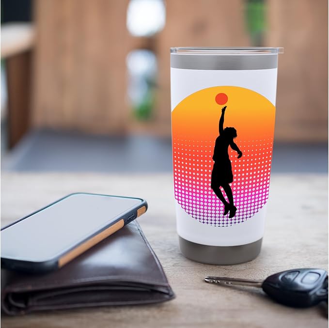 Basketball Game Hoop Slam Dunk Ball Retro Sunset Player Gift Stainless Steel Insulated Tumbler