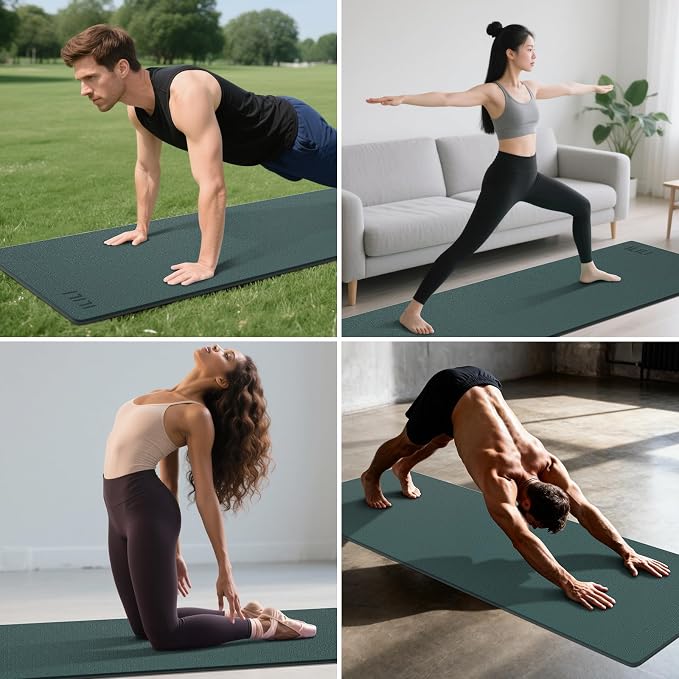 ILILI Yoga Mat 10mm Extra Thick and 193cm Extra Long, 76x28×0.4 Inch, Double Color Non-Slip TPE Material, Easy Carrying with Strap, Ideal for Yoga, Pilates, Floor Exercise, Home and Outdoor Use, Eco Friendly