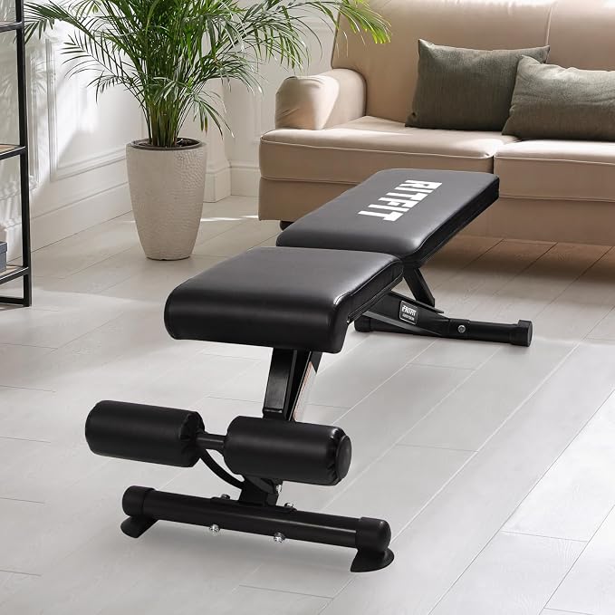 RitFit Adjustable/Foldable Utility Weight Bench for Home Gym | Incline Decline Flat, Multi-Position Backrest & Seat, Full Body Strength Training with Heavy Duty Steel Frame, Foldable