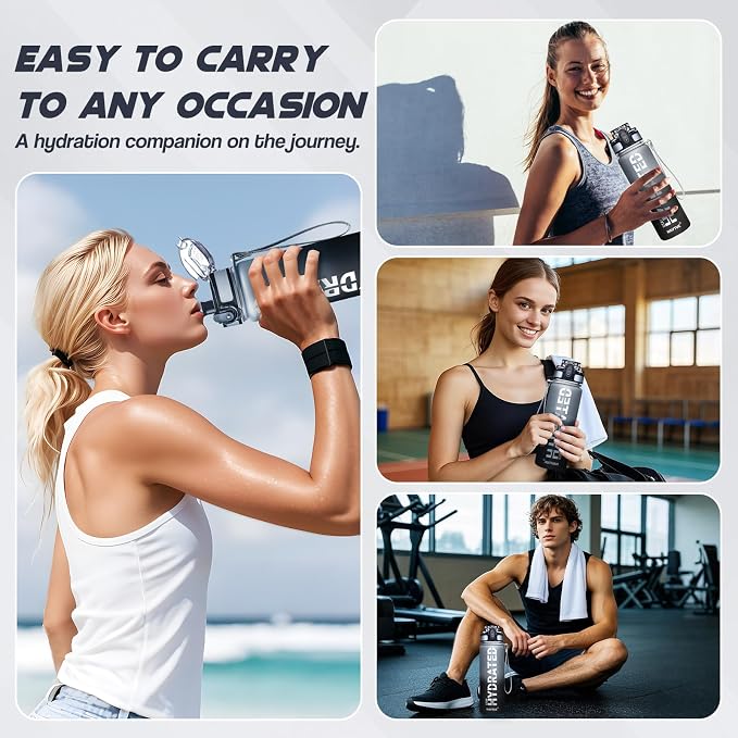Water Bottle 16.9 oz Motivational Time Marker Tritan Bottle | BPA-free Tritan water bottle with time marker leakproof Lightweight portable Easy Clean Brush for Gym, Travel, School, Office