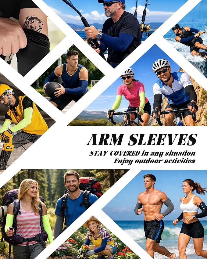 BHYTAKI Cooling Compression Arm Sleeves for Men Women,UPF50 UV Sun Protection Sleeves for Work Sport Tattoo Cover Up