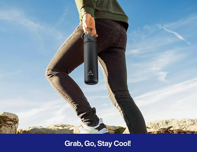 POWCAN 26 oz Insulated Water Bottle with 2-in-1 Straw and Spout Lid, Keep Cold 24H, Leak-Proof, Fits in Car Cup Holder, Stainless Steel Water Bottle for Soccer Lovers, and Sports Fans (NetBreaker USA)