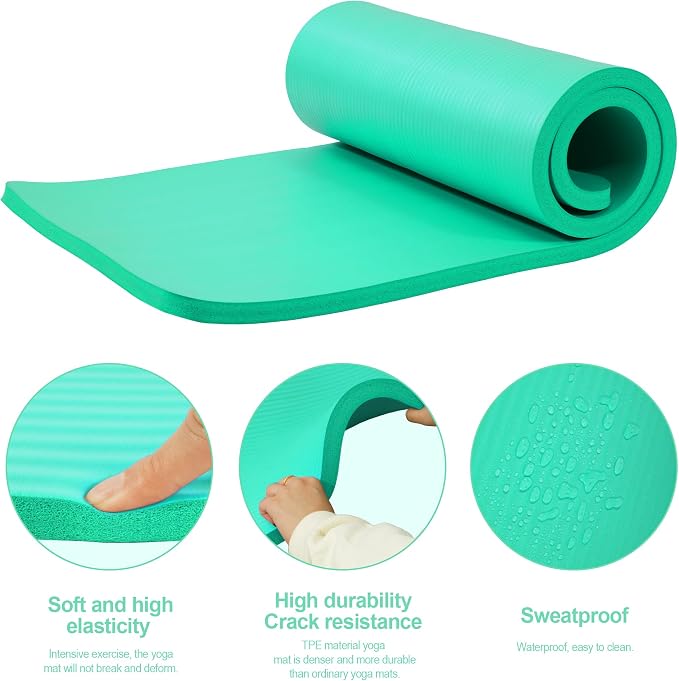 HULKFIT High Density Non Slip Yoga Mat, Extra Thick Exercise Mat with Carrying Strap, for Pilates, Fitness, Home Gym & Floor Workouts - Multiple Thickness & Multiple Color