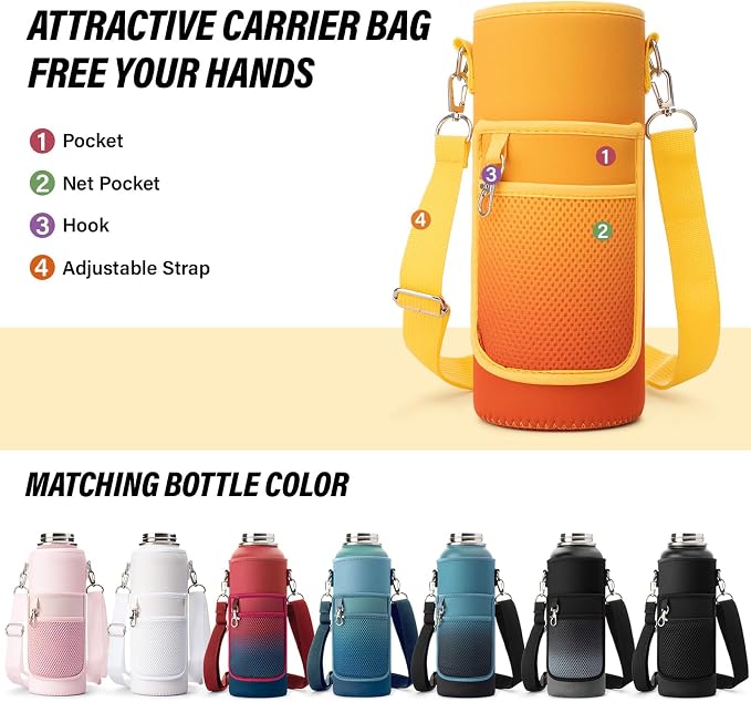 DYSANKY National Parks Water Bottle – 40 oz Insulated Stainless Steel Bottle with 63 Hand-Drawn Park Stickers, Carrier Bag, Strap & Gift Box – BPA-Free – Ideal for Hiking, Camping & Travel