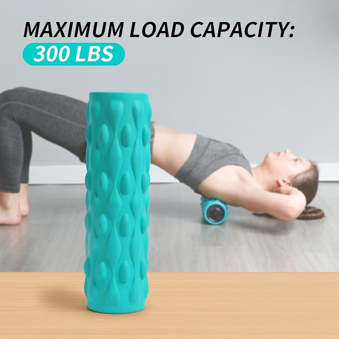 High-Density Vibrating Foam Roller Blue with 4 Customizable Speeds for Deep Tissue Massage, Muscle Recovery and Pain Relief -Rechargeable with Portable Bag