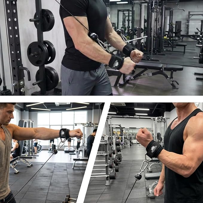 Wrist Cuffs for Cable Machines – Padded & Adjustable Straps for Lateral Raises, Tricep Pushdowns & Strength Training