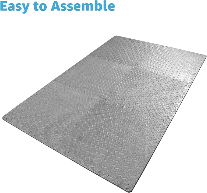 Art3d 96 Sq.Ft Eva Puzzle Exercise Mats, 24"x24" x 1/2" Thick Foam Interlocking Tiles for Flooring, Workout, Gym Equipments, Pack of 24, Grey