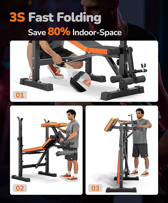 Adjustable/Foldable Weight Bench, 660LBS Home Gym Workout Bench Lifting Sit-up Exercise Bench for Bench Press