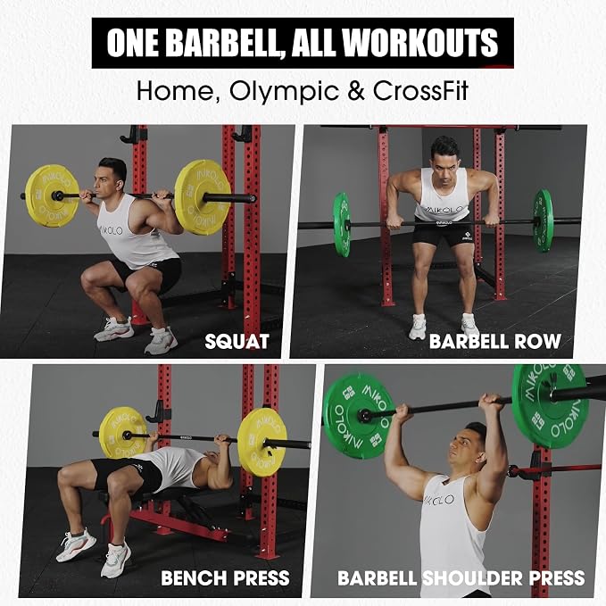 Mikolo 7ft Olympic Barbell, Barbell for Weightlifting and Powerlifting 45lb, Olympic Bar for 1500lbs Capacity, Weight Bar Fit 2” Standard Weights