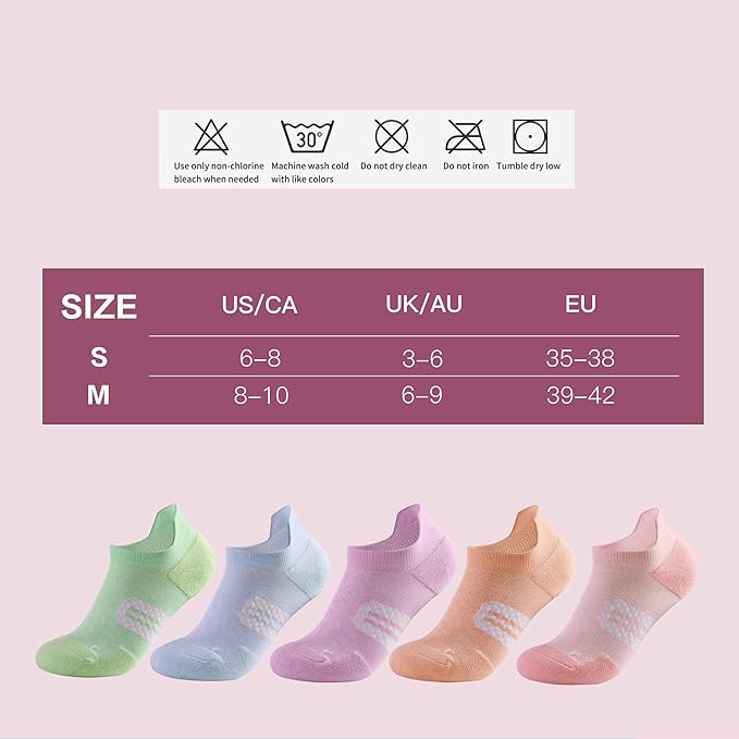 BUDERMMY Womens Ankle Compression Socks with Arch Support Athletic Low cut Running Socks for Women Workout Cushion 5 Pairs