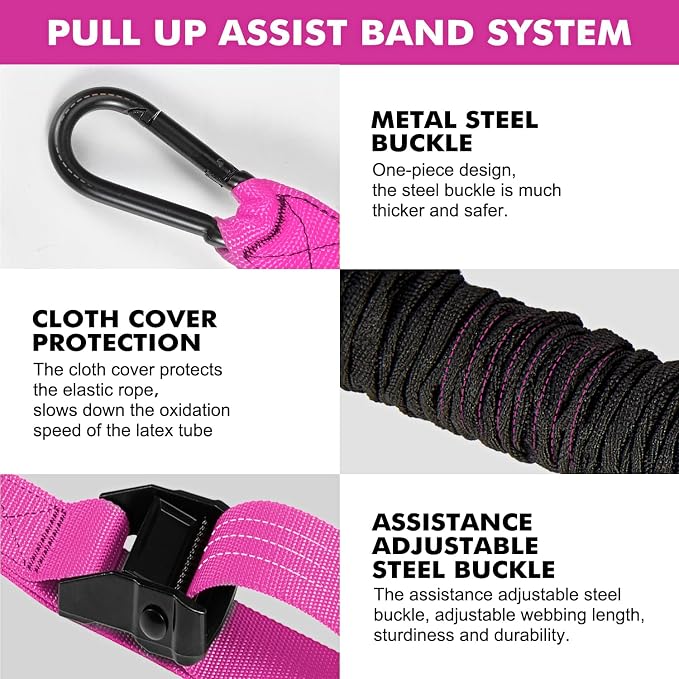 HPYGN Two Foots Pull Up Assistance Bands, Heavy Duty Resistance Band for Pull Up Bar, Adjustable Weight/Size with Fabric Feet/Knee Rest, Bands for Pull Up Assist for Strength Training, Pull Up
