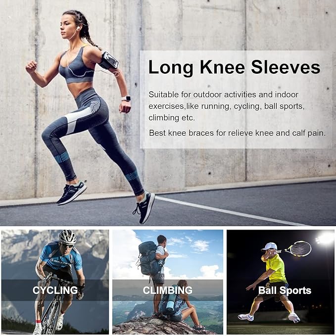 SKDK Full Leg Sleeves Long Compression Leg Sleeve Knee Sleeves Protect Leg, for Man Women Basketball, Arthritis Cycling Sport