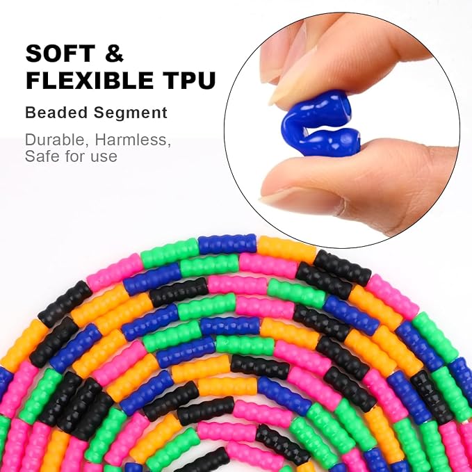 Coolrunner 16 FT Long Jump Rope(2 PACK), Double Dutch Jump Ropes, Soft Beaded Skipping for Kids Adults, Plastic Segmented Long Enough for 4-5 Jumpers