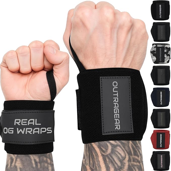 18" OG-Grade Wrist Wraps for Weightlifting – Heavy Duty Wrist Support with Thumb Loop & Lockdown Strap – Wrist Straps for Powerlifting, Bench Press & Gym Training