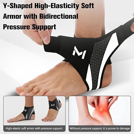 2-Pack Adjustable Ankle Brace, Lace Up Ankle Stabilizer with Support Straps, Compression Sleeve for Plantar Fasciitis, Tendonitis, Sprain Support, Suitable for Men & Women (Green)