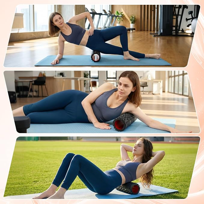 Foam Roller for Deep Tissue Massager, Patented Exercise Roller | 18" Trigger Point Foam Roller for Muscle Recovery, Physical Therapy, Improves Mobility, Fitness, Yoga and Pilates, Black