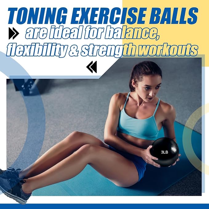 Halloscume 1 lb 2lb 3lb 4lb 5lb Weighted Toning Balls for Exercise, Innovations Soft Medicine Balls for Exercise, Pilates, Yoga, Balance, Flexibility