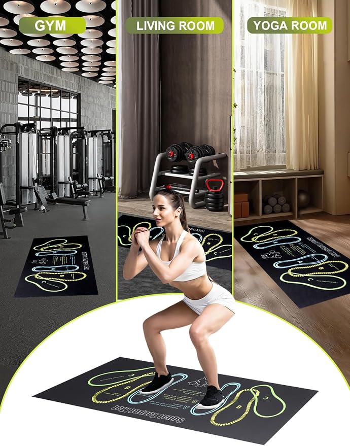 Squat Mat with Foot Position,Large Squat Target Pad 30'' X 13.8'',4mm Thickness Squat Mat Foot Positioning, Exercise Mat for Squats, Leg and Abdominal Workouts