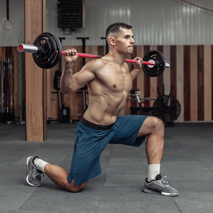 RitFit Barbell Weight Set - 4/6FT Olympic Barbell with Weight Plates (55-115LB Total) - Weightlifting Equipment for Squats, Curls, Deadlifts, Presses, Hip Thrusts